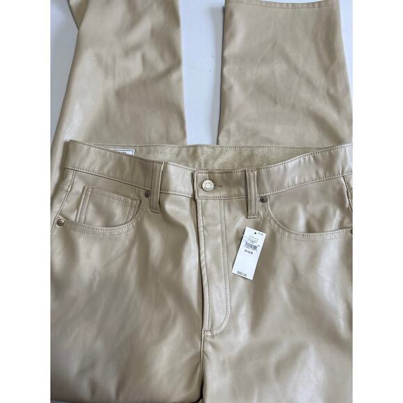 GAP NWT Cheeky  Straight High Rise Tan Faux Leather Pants Size 31 - Picture 7 of 9